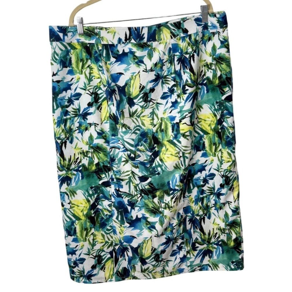 RipSkirt Hawaii Tropical Floral Wrap Skirt Length 3 Blue Green Womens Size XXL - Picture 2 of 7